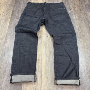 DSTLD Slim Fit Jeans Mens 36x32 (36x30) Dark Indigo Selvedge Denim Button Fly